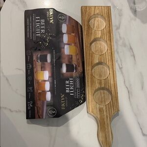 BKlyn Beer Flight Set with Wooden Paddle